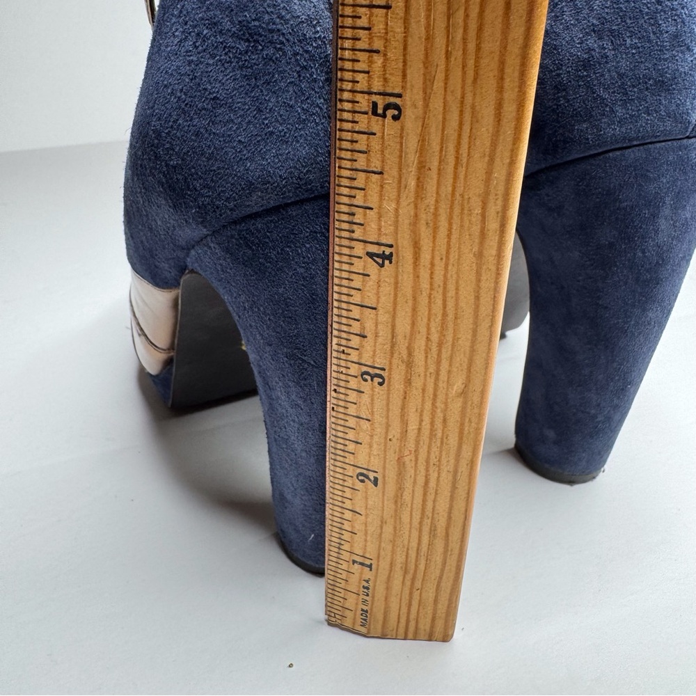 Seychelles x Corey Lynn Calter Come Get Me Platform Peep Toe Pumps Blue Copper - Picture 11 of 15